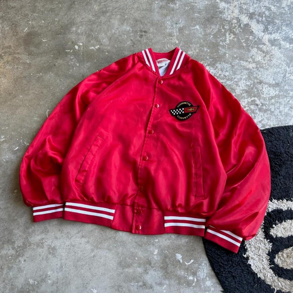 Vintage 90s Hartwell Corvette Satin Bomber Jacket